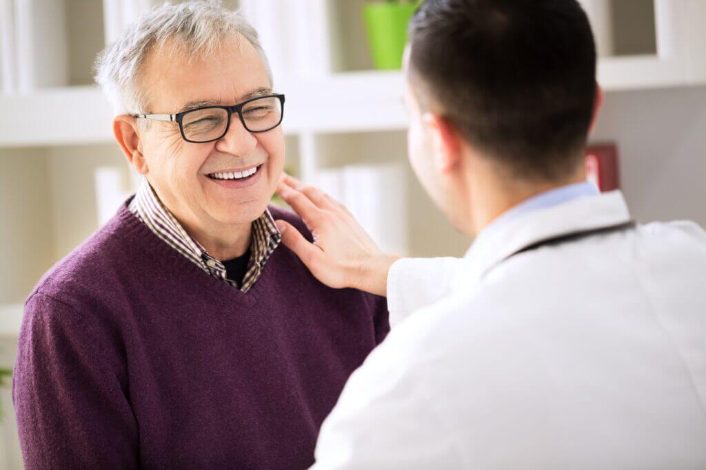 Smiling happy patient visit doctor