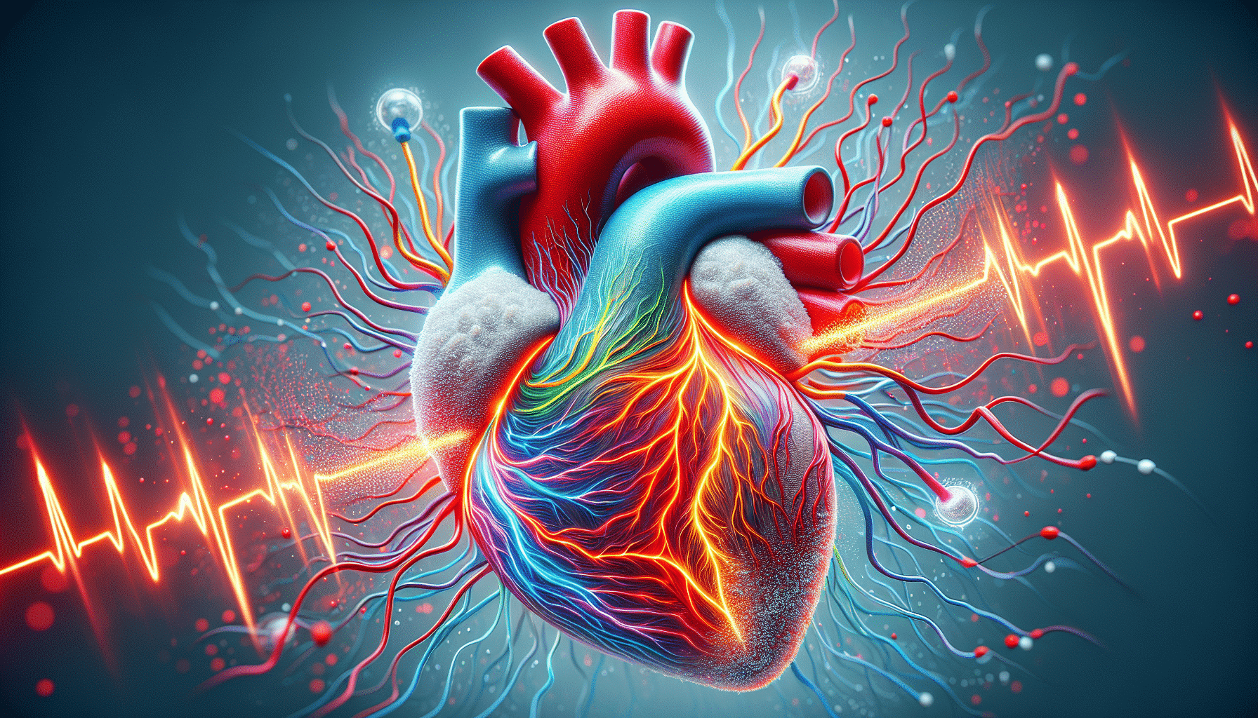 Illustration of a heart with atrial fibrillation