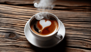 A cup of coffee and a heart shaped symbol