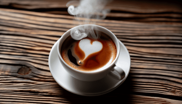 A cup of coffee and a heart-shaped symbol