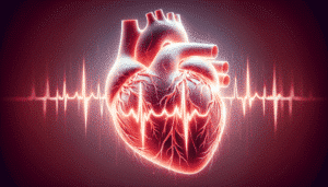 Illustration of a heart with atrial fibrillation